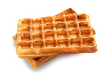 Beyaz arka planda ev yapımı Belçika waffle 'ları