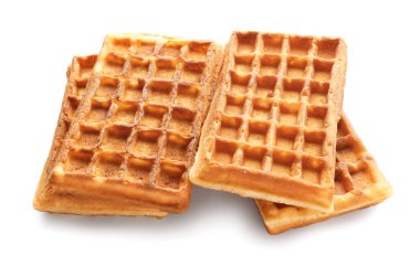 Beyaz arka planda leziz Belçika waffle 'ları