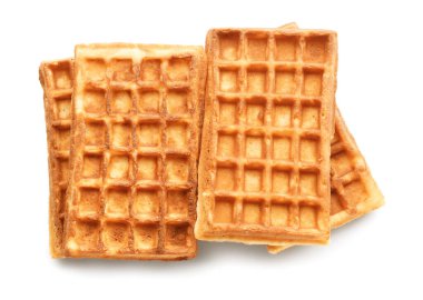 Beyaz arka planda nefis ev yapımı Belçika waffle 'ları.