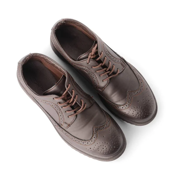 Stylish Male Leather Shoes White Background — Stock Photo, Image