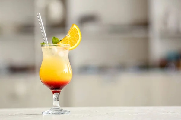 Glass Tasty Tequila Sunrise Cocktail Table — Stock Photo, Image