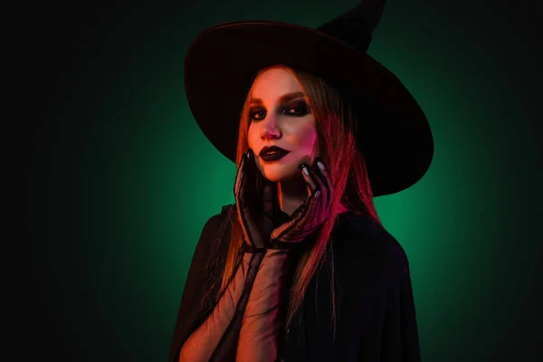 Young Witch Dark Background — Stock Photo, Image