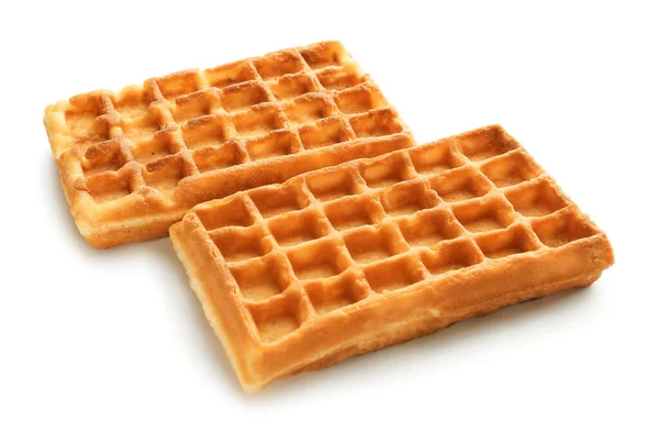 Tasty Belgian Waffles White Background — Stock Photo, Image