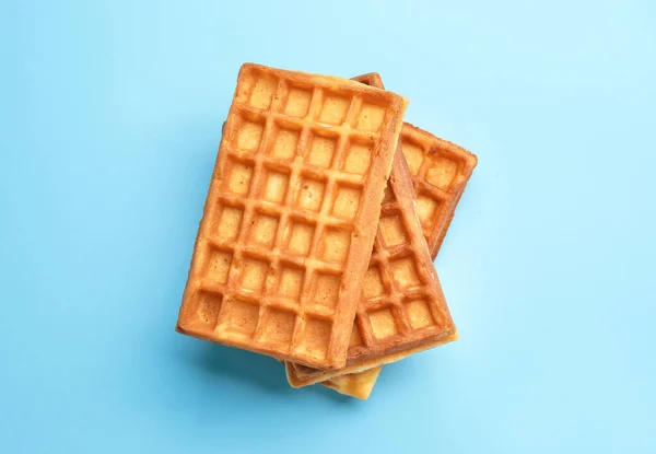 Delicious Belgian Waffles Color Background — Stock Photo, Image