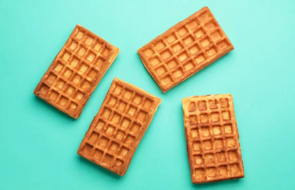 Delicious Homemade Belgian Waffles Color Background — Stock Photo, Image