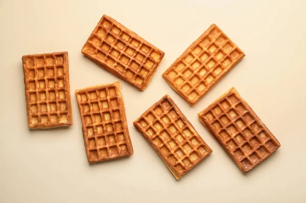 Bej Arkaplanda Lezzetli Belçika Waffleları — Stok fotoğraf