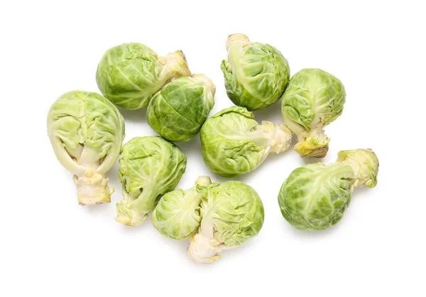 Raw Fresh Brussels Sprouts White Background — Stock Photo, Image