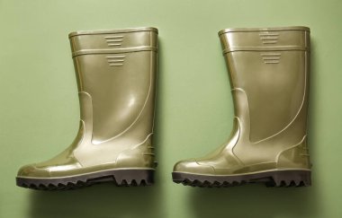 Yeşil arka planda bir çift lastik bot.