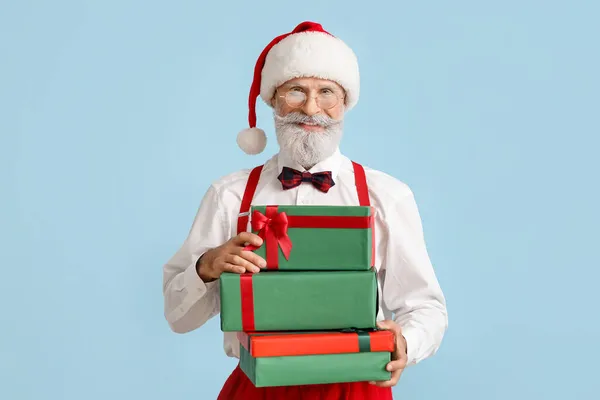 Santa Claus Gifts Color Background — Stock Photo, Image
