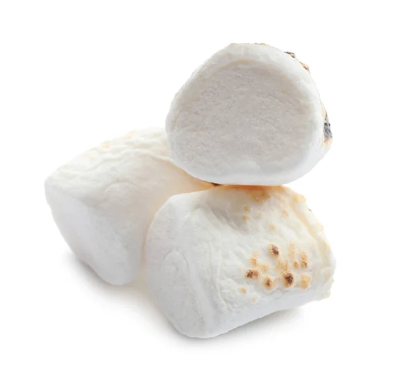 Doce Marshmallow Grelhado Isolado Fundo Branco — Fotografia de Stock