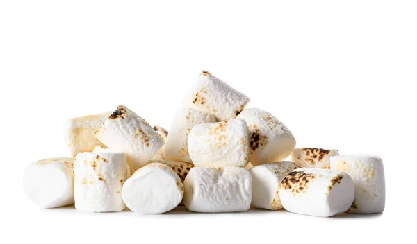 Heap Delicioso Marshmallow Grelhado Fundo Branco — Fotografia de Stock