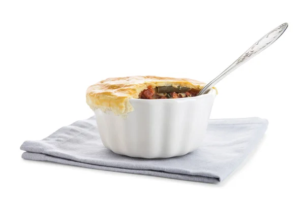 Tasty Vegetable Pot Pie White Background — Stock Photo, Image