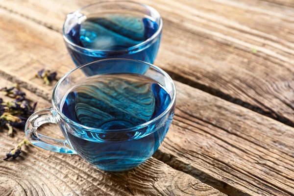 Cups Butterfly Pea Flower Tea Table — Stock Photo, Image