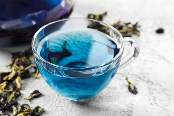 Cup Butterfly Pea Flower Tea Grunge Background — Stock Photo, Image