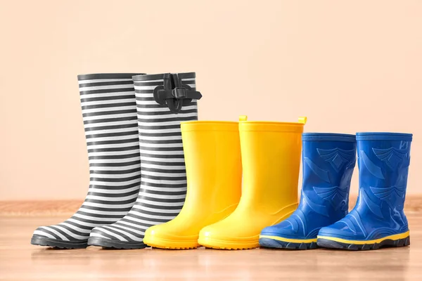 Many Different Rubber Boots Color Wall — Stock Photo, Image