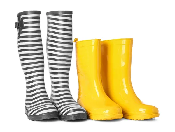 Two Pairs Rubber Boots White Background — Stock Photo, Image