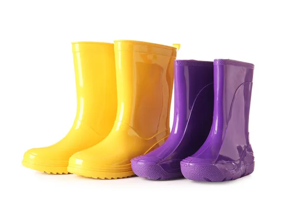 Different Rubber Boots White Background — Stock Photo, Image