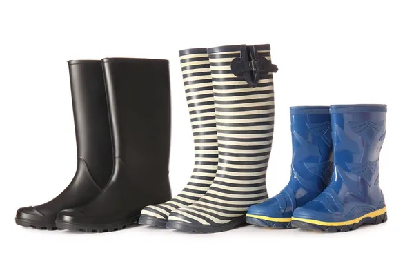 Many Different Rubber Boots Isolated White Background — Stock Photo, Image