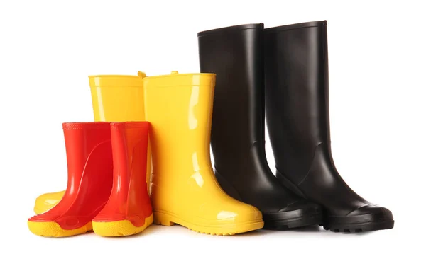 Many Different Rubber Boots Isolated White Background — Stock Photo, Image