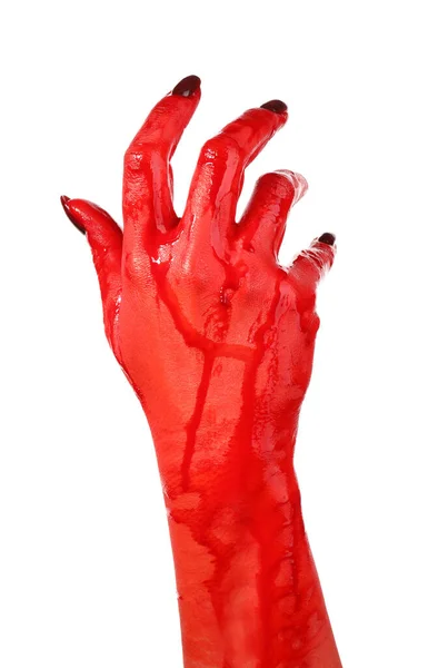 Χέρι Καλυμμένο Αίμα Λευκό Φόντο — Φωτογραφία Αρχείου