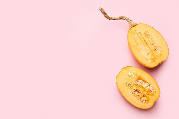Ripe Cut Pumpkin Color Background — Stock Photo, Image