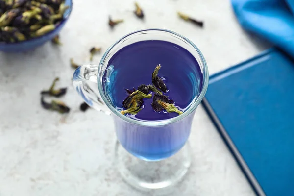 Glass Organic Blue Tea Light Background — Stock Photo, Image