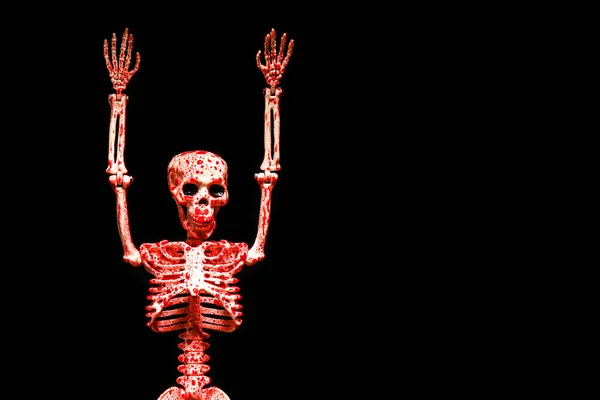 Bloodstained Menselijk Skelet Zwarte Achtergrond — Stockfoto