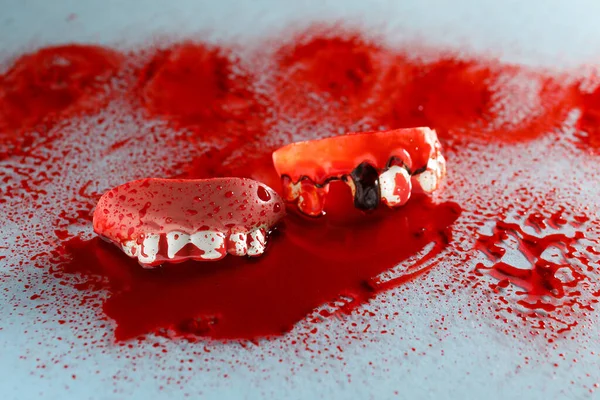 Bloodstained Jaws White Background — Stock Photo, Image