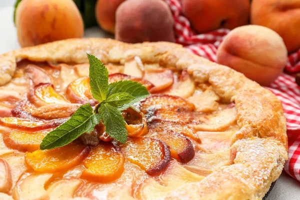 Tasty Peach Galette Table Closeup — Stock Photo, Image