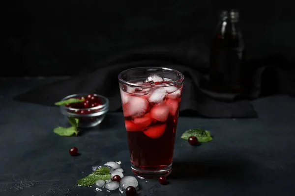 Glass Healthy Cranberry Juice Dark Background — Stock Photo, Image