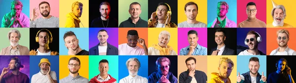 Collage Mit Porträts Verschiedener Männer — Stockfoto