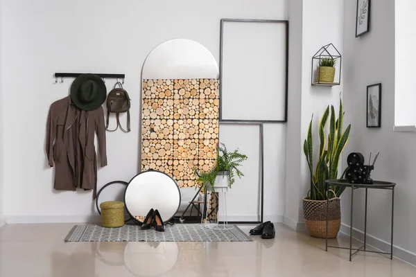 Interior Hallway Mirrors White Wall — Stock Photo, Image