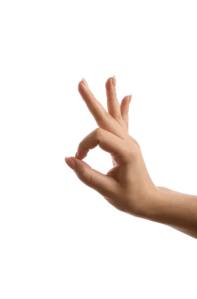 Female Hand Showing White Background — Stock Photo, Image