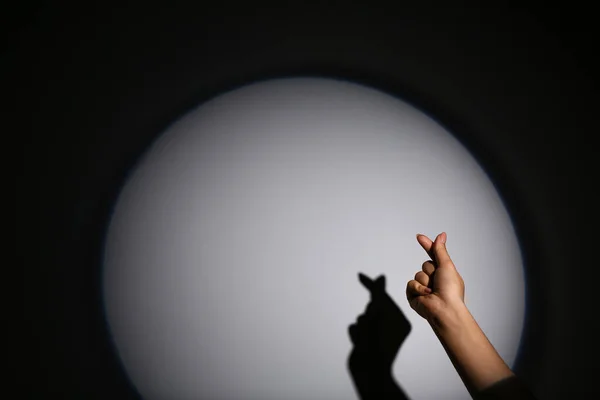 Mujer Realizando Juego Sombras — Foto de Stock