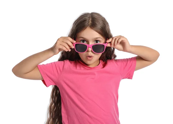 Cool Niña Elegante Sobre Fondo Blanco — Foto de Stock