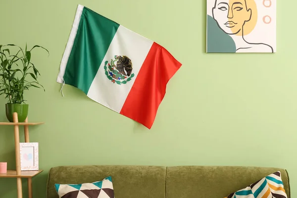 Mexikói Zászló Nappali Belsejében — Stock Fotó
