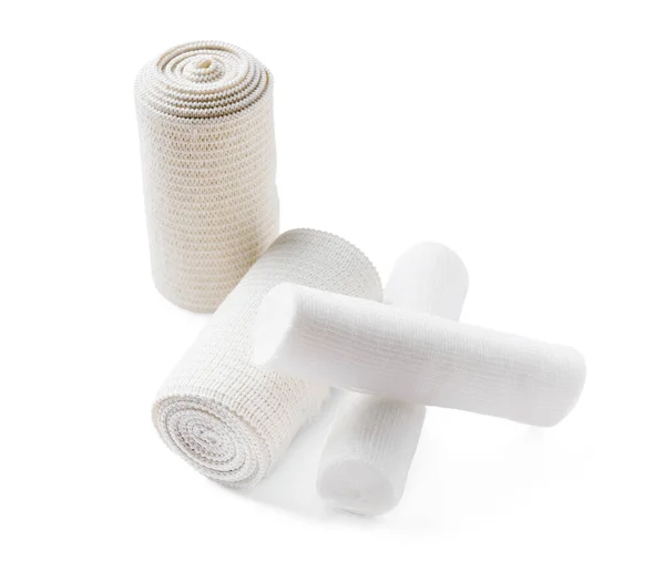 Different Bandage Rolls White Background — Stock Photo, Image