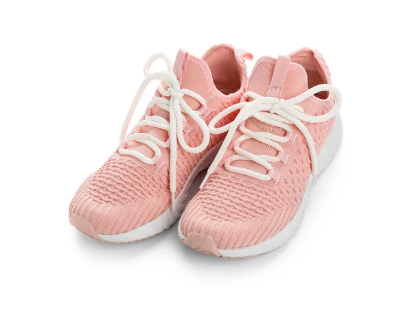Zapatos Rosados Con Cordones Sobre Fondo Blanco —  Fotos de Stock