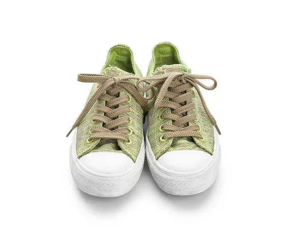 Stylish Shoe Tied Laces White Background — Stock Photo, Image
