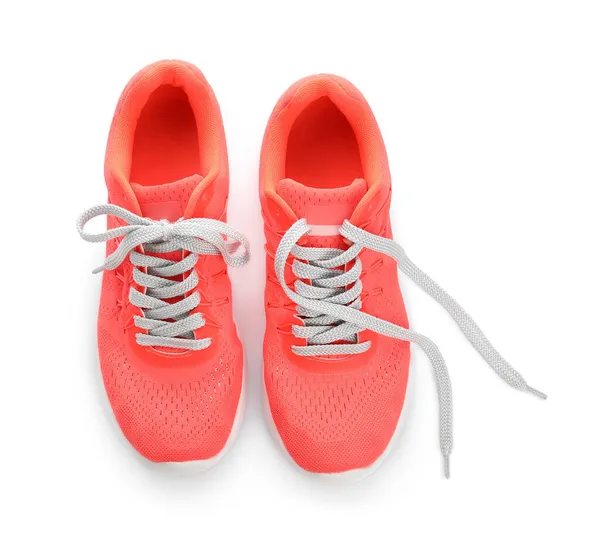 Pair Sportive Shoes Laces White Background — Stock Photo, Image