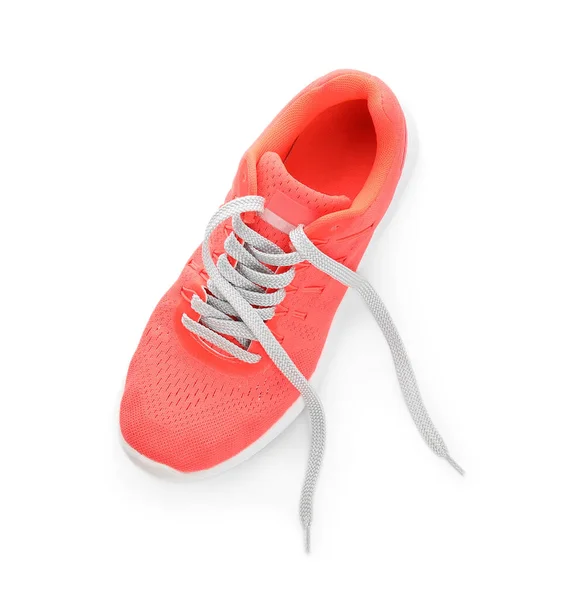 Sportive Shoe Untied Lace Isolated White Background — Stock Photo, Image