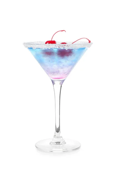 Glass Blue Lagoon Cocktail White Background — Stock Photo, Image