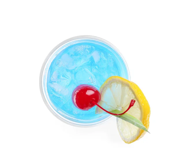 Ποτήρι Blue Lagoon Cocktail Λευκό Φόντο — Φωτογραφία Αρχείου
