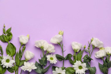 Leylak arkaplanda güzel beyaz çiçekler, yakın plan