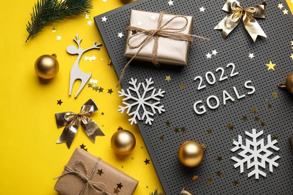 Tablero Con Texto 2022 Objetivos Decoración Año Nuevo Sobre Fondo —  Fotos de Stock