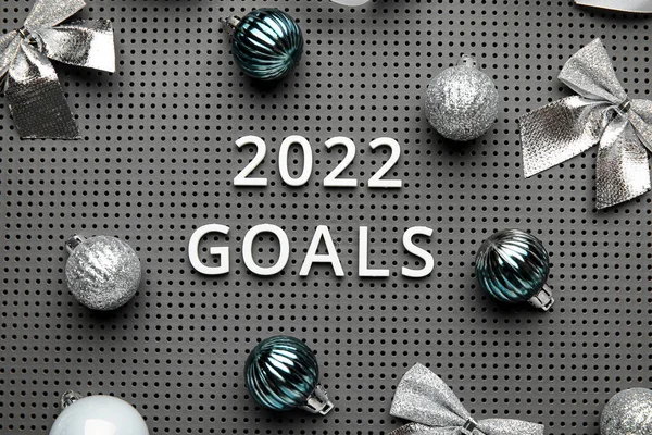 テキストとボード2022年目標と新年の装飾 トップビュー — ストック写真