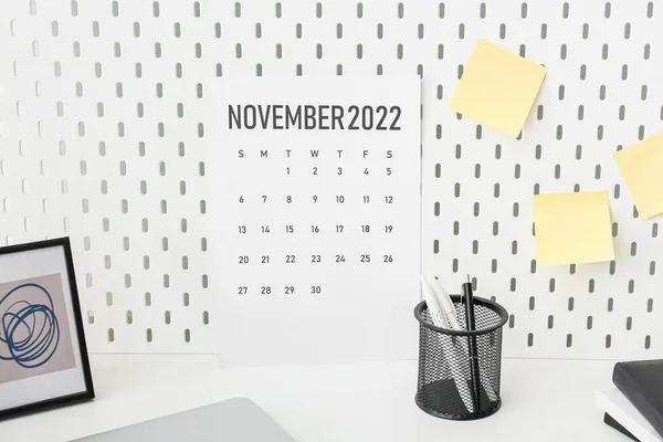 Calendar Page November 2022 Stationery Table Black Friday — Stock Photo, Image