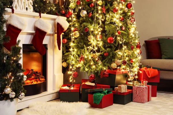 Interior Living Room Christmas Eve — Stock Photo, Image