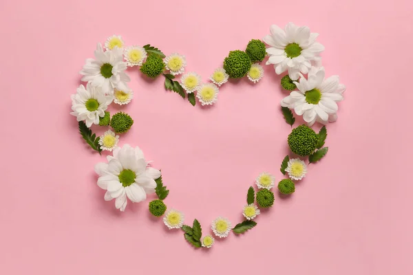 Heart Made Flowers Color Background — Stock Photo, Image