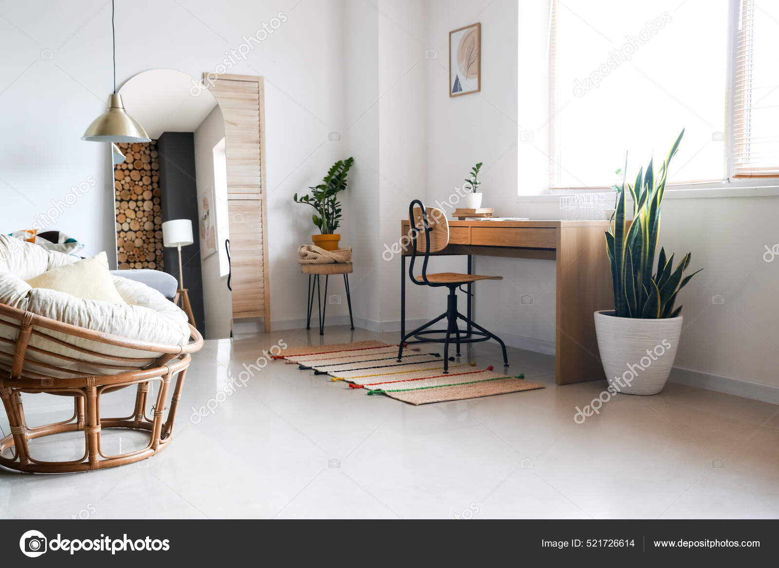 Modern Living Room Interior Stylish Mirror Armchair Table — Stock Photo